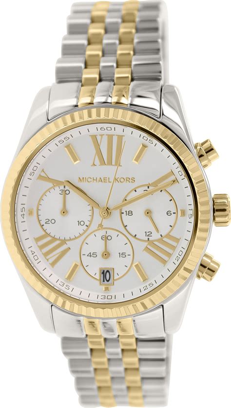 michael kors uhr lexington damen gold silber|michael kors leather watch.